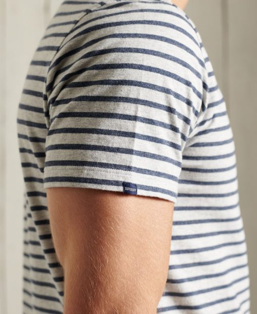 Superdry Orange Label Stripe T-Shirt Navy Stripe