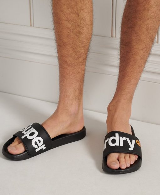 Superdry Classic Pool Sliders Black