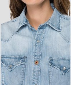 Replay Boy Fit Denim Shirt Light Blue