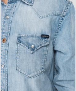 Replay Boy Fit Denim Shirt Light Blue