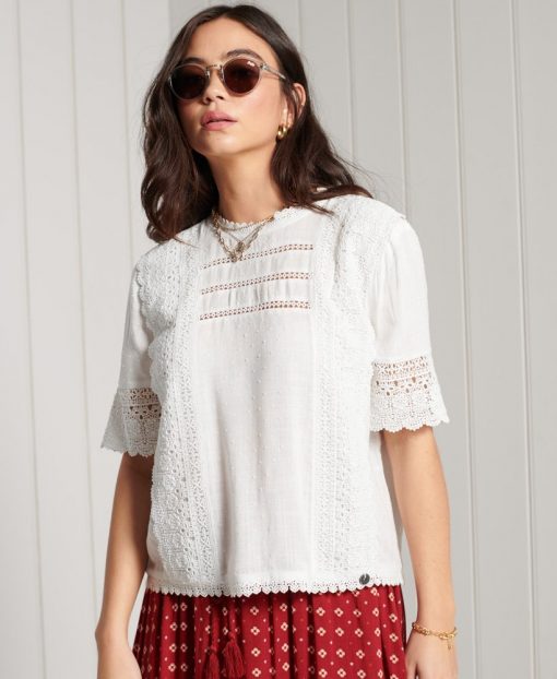 Superdry Annie Lace Top White