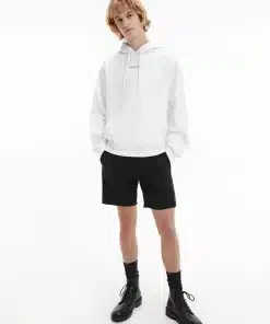 Calvin Klein Micro Branding Hoodie Bright White