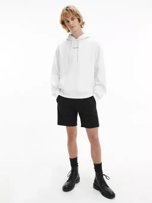 Calvin Klein Micro Branding Hoodie Bright White