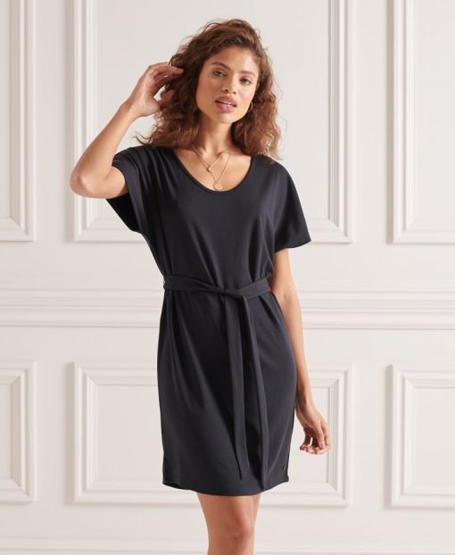 Superdry Tie Waist Mini Dress Black