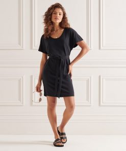 Superdry Tie Waist Mini Dress Black