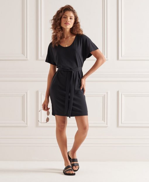 Superdry Tie Waist Mini Dress Black