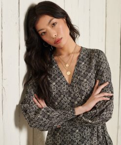 Superdry Bohemian Wrap Dress Black Print