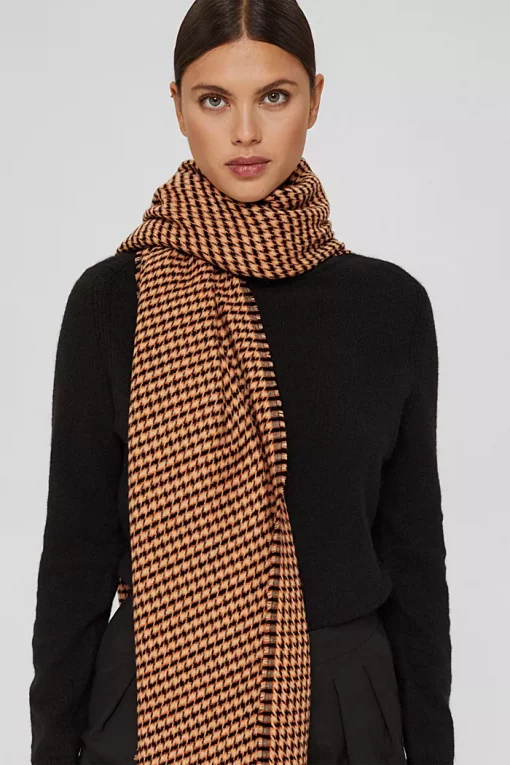 Esprit Check Scarf Khaki Beige