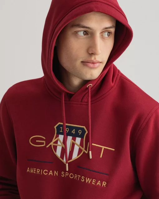 Gant Archive Shield Hoodie Mahogany Red