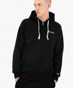 Champion Half Zip-up Script Logo Hoodie Black