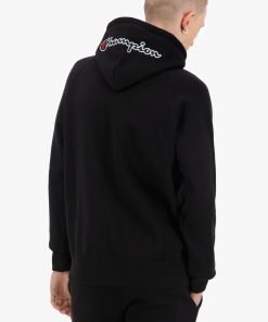 Champion Half Zip-up Script Logo Hoodie Black