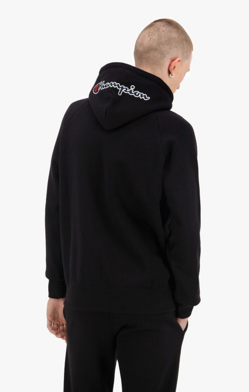 Champion Half Zip-up Script Logo Hoodie Black