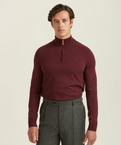 Morris Stockholm Merino John Zip Wine Red