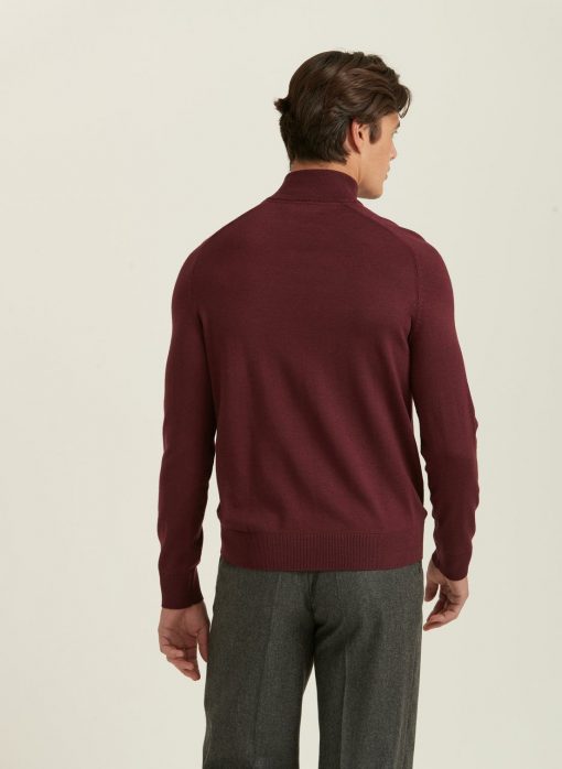 Morris Stockholm Merino John Zip Wine Red