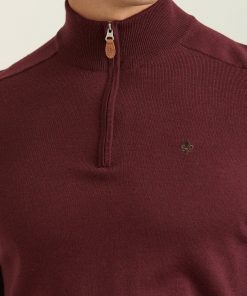 Morris Stockholm Merino John Zip Wine Red