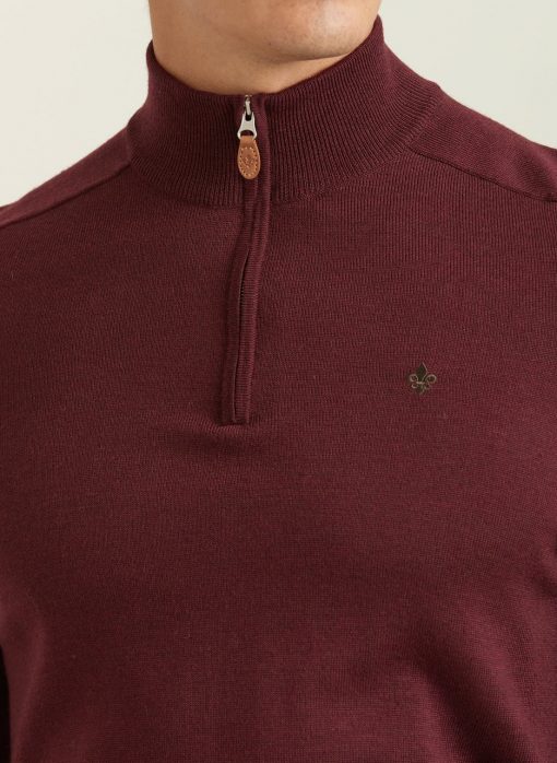 Morris Stockholm Merino John Zip Wine Red