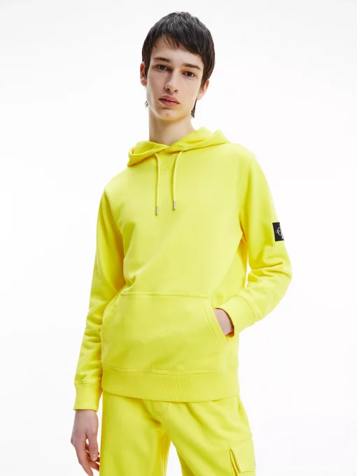 Calvin Klein Monogram Sleeve Badge Hoodie Bright Sunshine