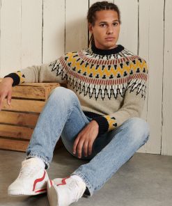 Superdry Jacquard Statement Crew Jumper Oatmeal Jacquard