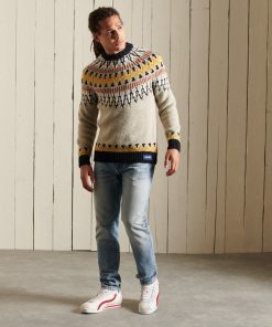 Superdry Jacquard Statement Crew Jumper Oatmeal Jacquard