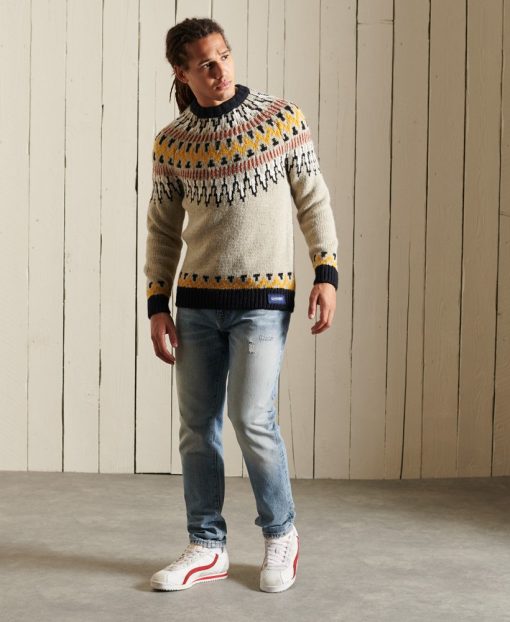 Superdry Jacquard Statement Crew Jumper Oatmeal Jacquard