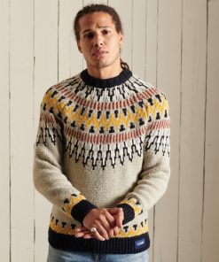 Superdry Jacquard Statement Crew Jumper Oatmeal Jacquard