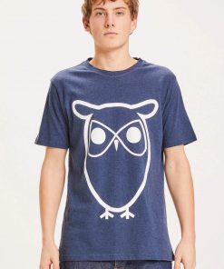 Knowledge Cotton Apparel Alder Basic Owl Tee Blue