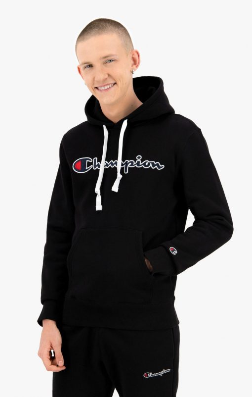 Champion Script Logo Hoodie Black