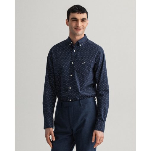 Gant Regular Fit Micro Paisley Oxford Shirt Evening Blue