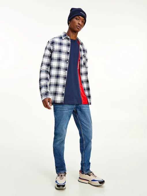Tommy Jeans Check Flannel Plaid Shirt White Check
