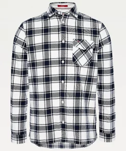 Tommy Jeans Check Flannel Plaid Shirt White Check