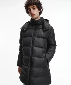 Calvin Klein Long Hooded Puffer Coat Black