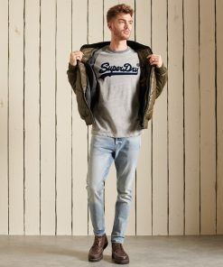 Superdry Vintage Logo Raglan Long Sleeved Top Athletic Grey Marl