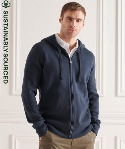 Superdry Essential Organic Cotton Zip Hoodie Eclipse Navy