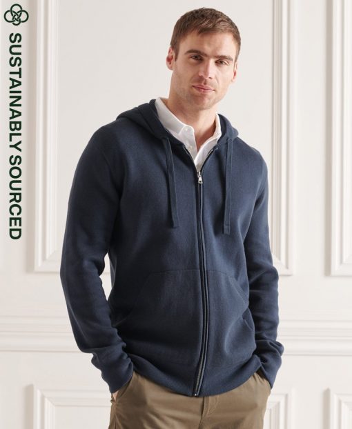 Superdry Essential Organic Cotton Zip Hoodie Eclipse Navy