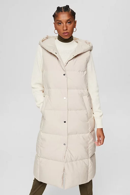 Esprit Long Down Vest Cream Beige