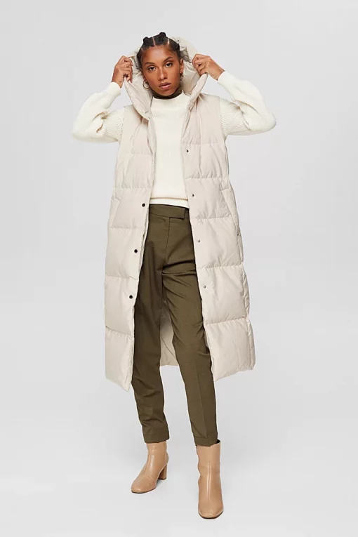 Esprit Long Down Vest Cream Beige