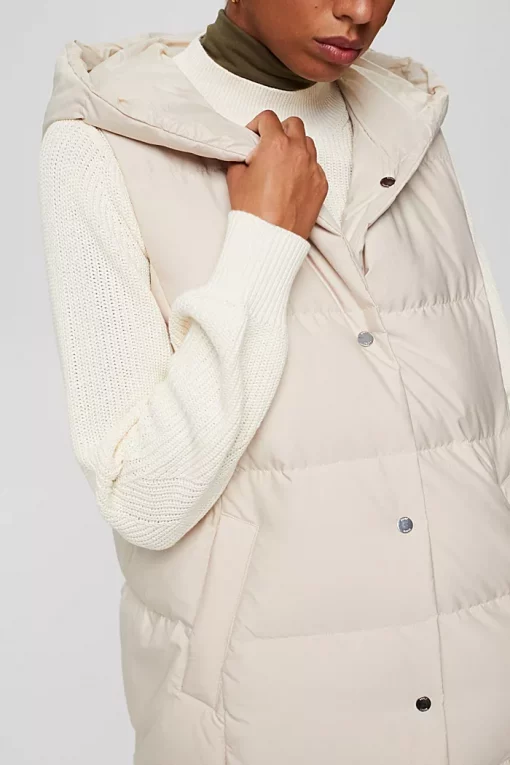 Esprit Long Down Vest Cream Beige