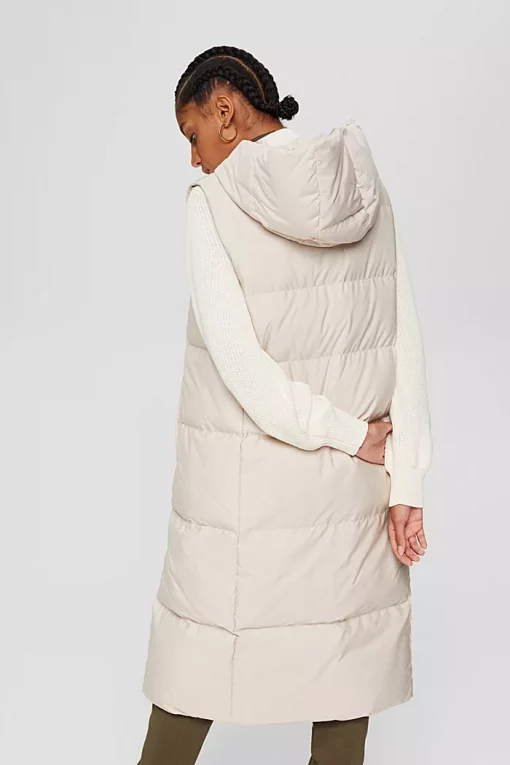 Esprit Long Down Vest Cream Beige