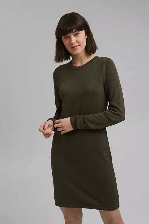 Esprit Knitted Dress Dark Khaki