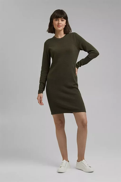 Esprit Knitted Dress Dark Khaki
