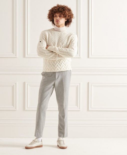 Superdry Studios Cable Knit Jumper Off White