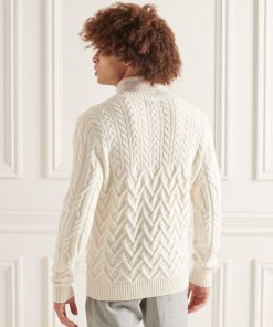 Superdry Studios Cable Knit Jumper Off White