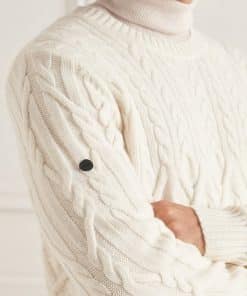 Superdry Studios Cable Knit Jumper Off White