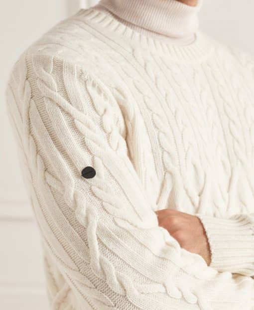 Superdry Studios Cable Knit Jumper Off White