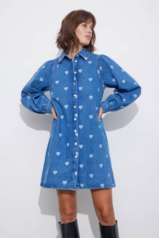 Envii Enpumpkin Ls Dress Denim Heart