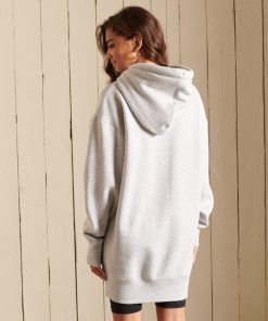 Superdry Vintage Logo Embroidered Oversized Hoodie Dress Glacier Grey Marl