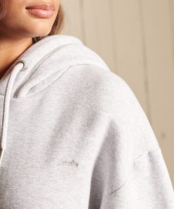 Superdry Vintage Logo Embroidered Oversized Hoodie Dress Glacier Grey Marl
