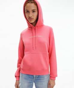 Calvin Klein Shrunken Institutional Hoodie Lipstick PInk