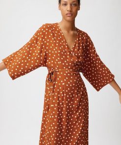 Gestuz Janikagz Wrap Dress Mocha Bisque Dot