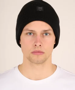 Knowledge Cotton Apparel Leaf Organic Wool Beanie Black Jet